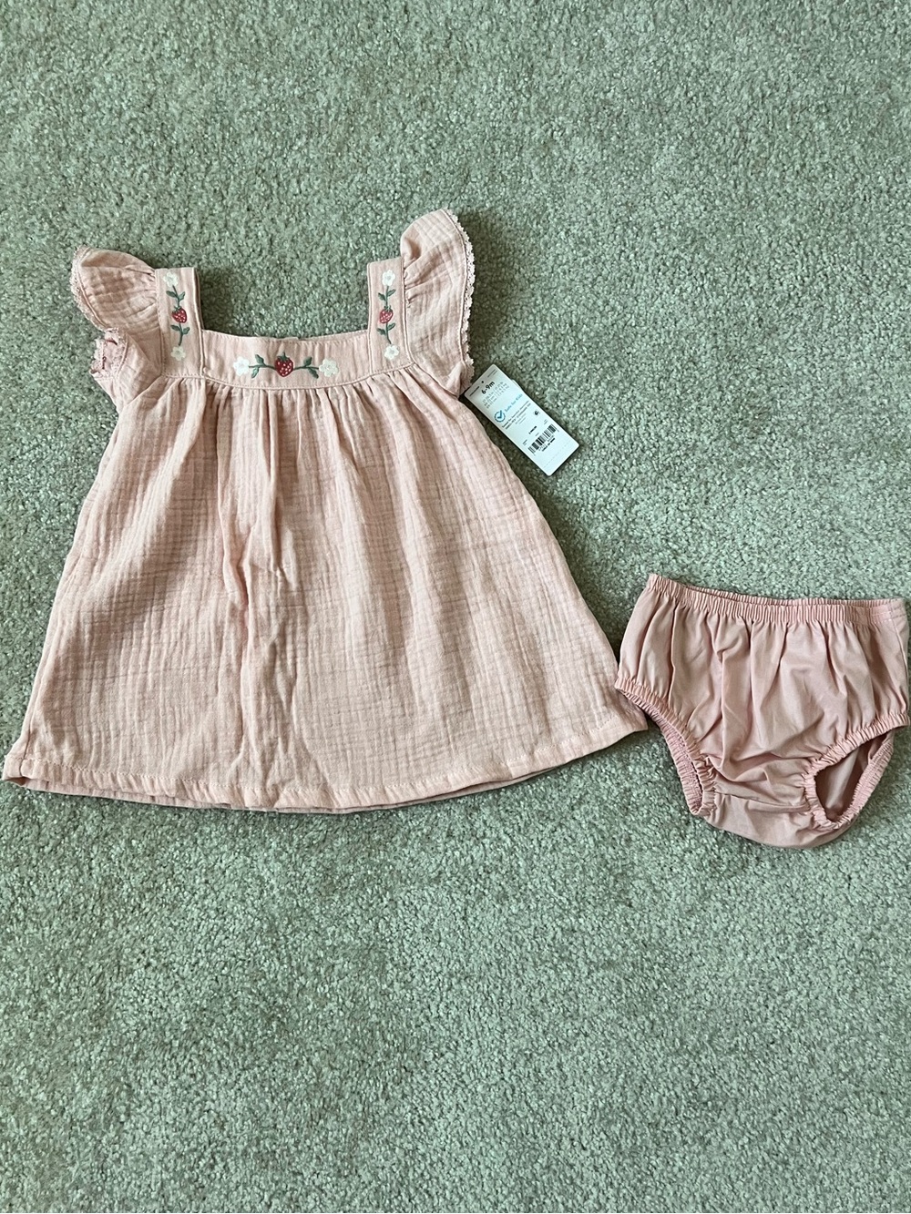 Carter's Light Pink Floral-Embroidered Dress with Matching Bloomers